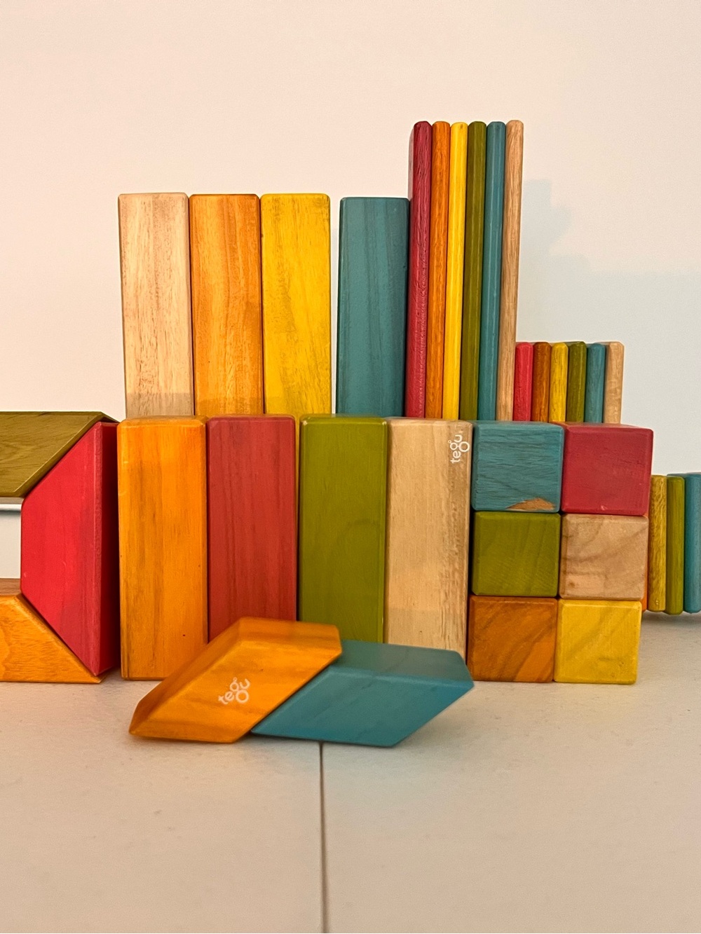 TEGU Wooden Magnetic Building Blocks Set - Multicolor Stacking Toy for Kids